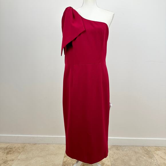Dress the Population Tiffany One Shoulder Bow Sheath Dress Garnet Red XXL NWT - Picture 5 of 14